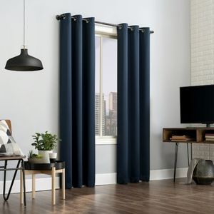 Curtain Panel Drape Set Navy with Metal Grommet Extra Long 108in Moody Decor